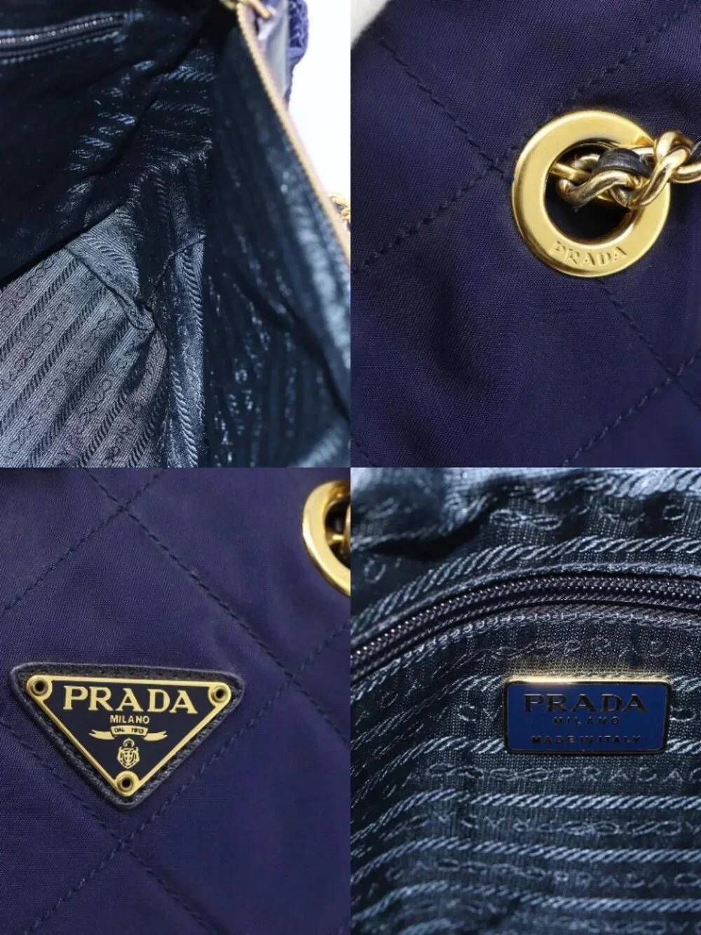 PRADA Chain Shoulder Bag Nylon Purple Gold Auth yk20261